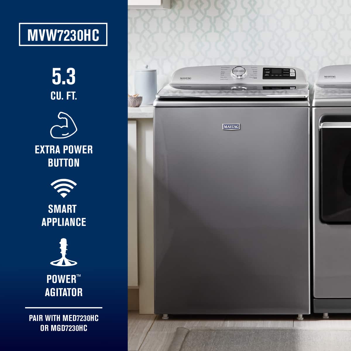 Maytag 5.2 cu. ft. Smart Capable Metallic Slate Top Load Washing Machine with Extra Power Button, ENERGY STAR 2