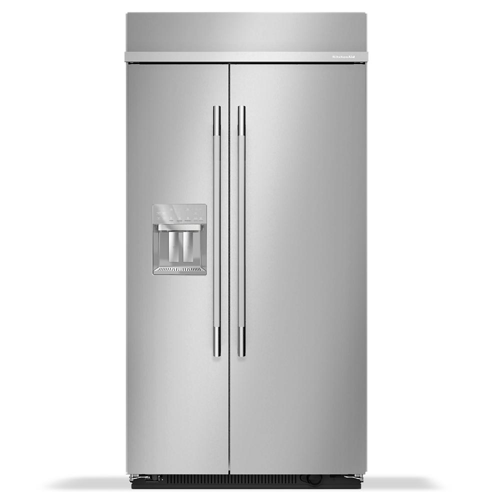 KitchenAid 25.1 Cu. Ft. 42" Built-In Side-by-Side Refrigerator features Exterior Water and Ice Dispenser with Measured Fill