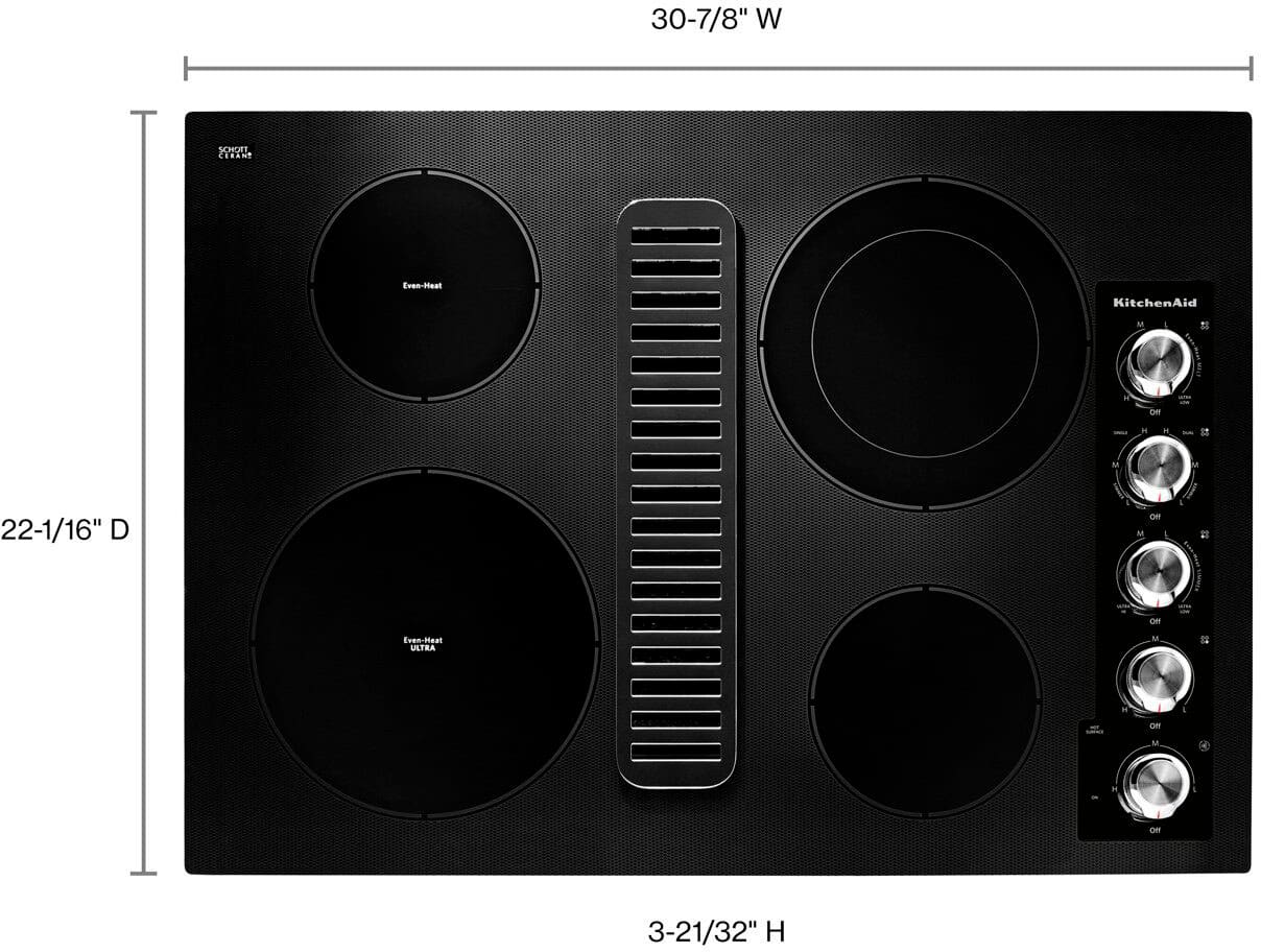 KitchenAid 30 in. Wide 4 element Built-In Downdraft Electric Cooktop 0