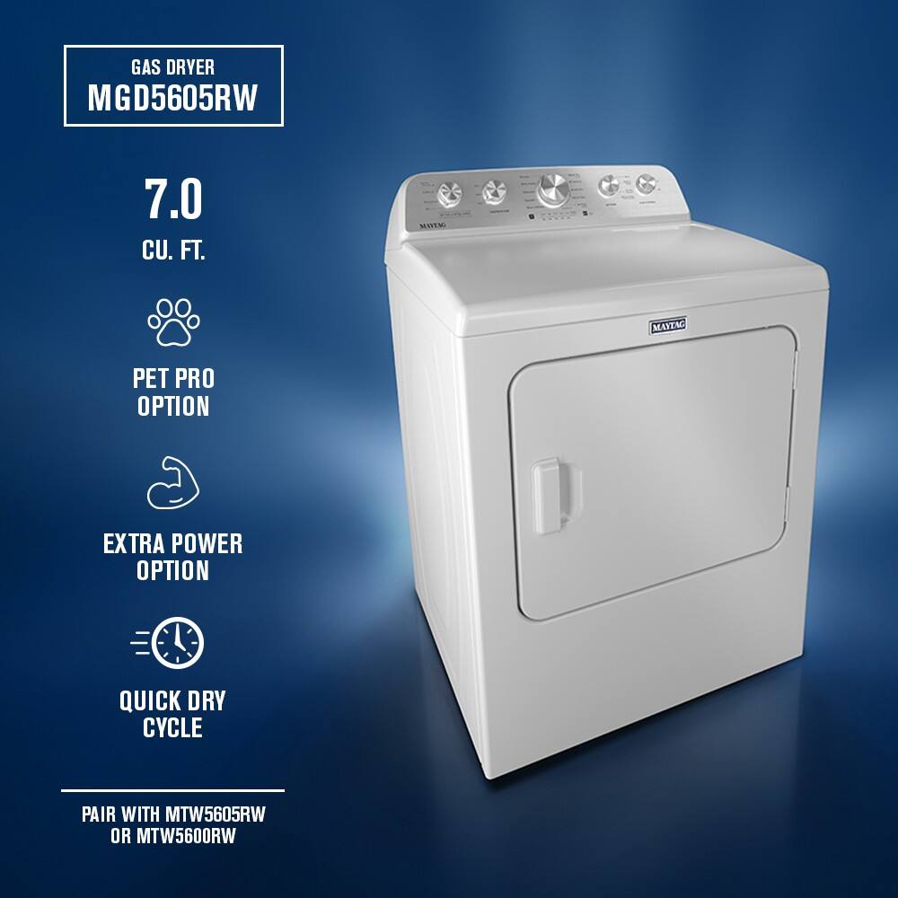 Maytag Maytag 7.0 cu. ft. Top Load Gas Dryer with Pet Pro Option, Extra Power & Steam Refresh
