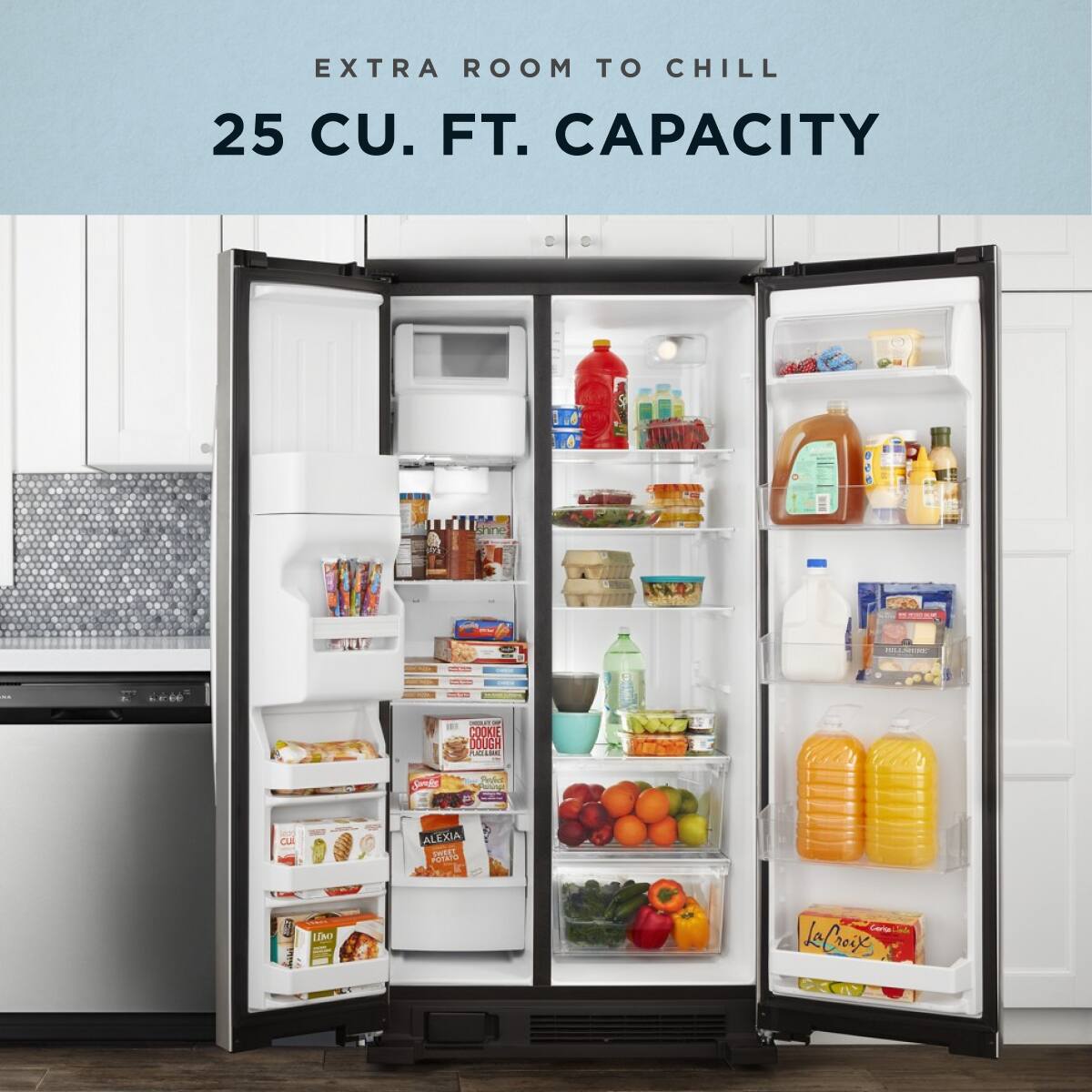Amana Amana 36 in. Wide 24.5 cu. ft. Side-by-Side Refrigerator with Water and Ice Dispenser (Black-on-Stainless) 1
