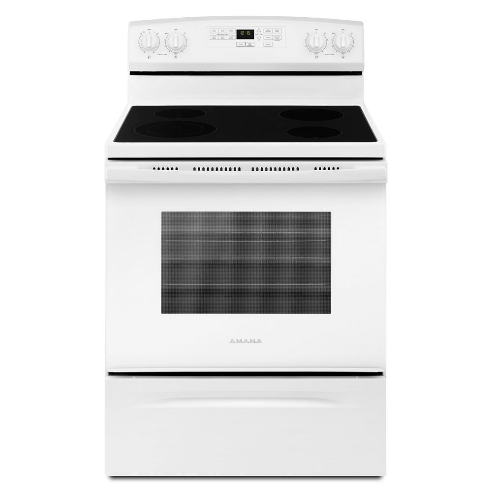 AMANA 30 in. Wide 4-Element Self-Cleaning Freestanding Electric Range with Extra-Large Oven Window