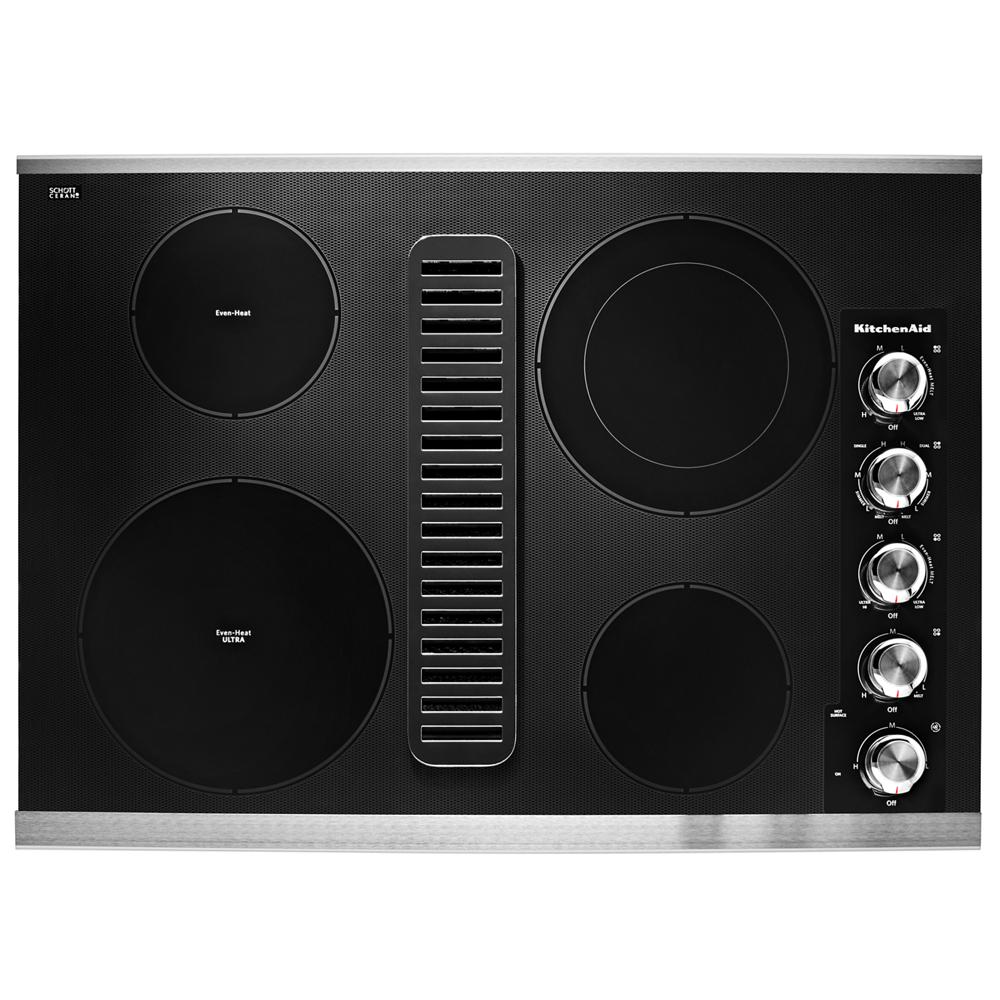 KitchenAid 30 in. Wide 4 element Built-In Downdraft Electric Cooktop 3