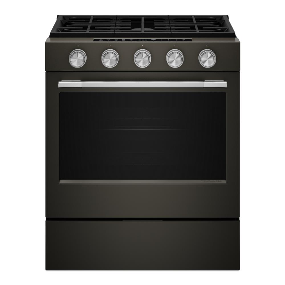 KitchenAid KitchenAid 30 in. Smart Slide-In Gas Range with Convection Cooking Modes and 2-in-1 Burner (Black Ore) 0