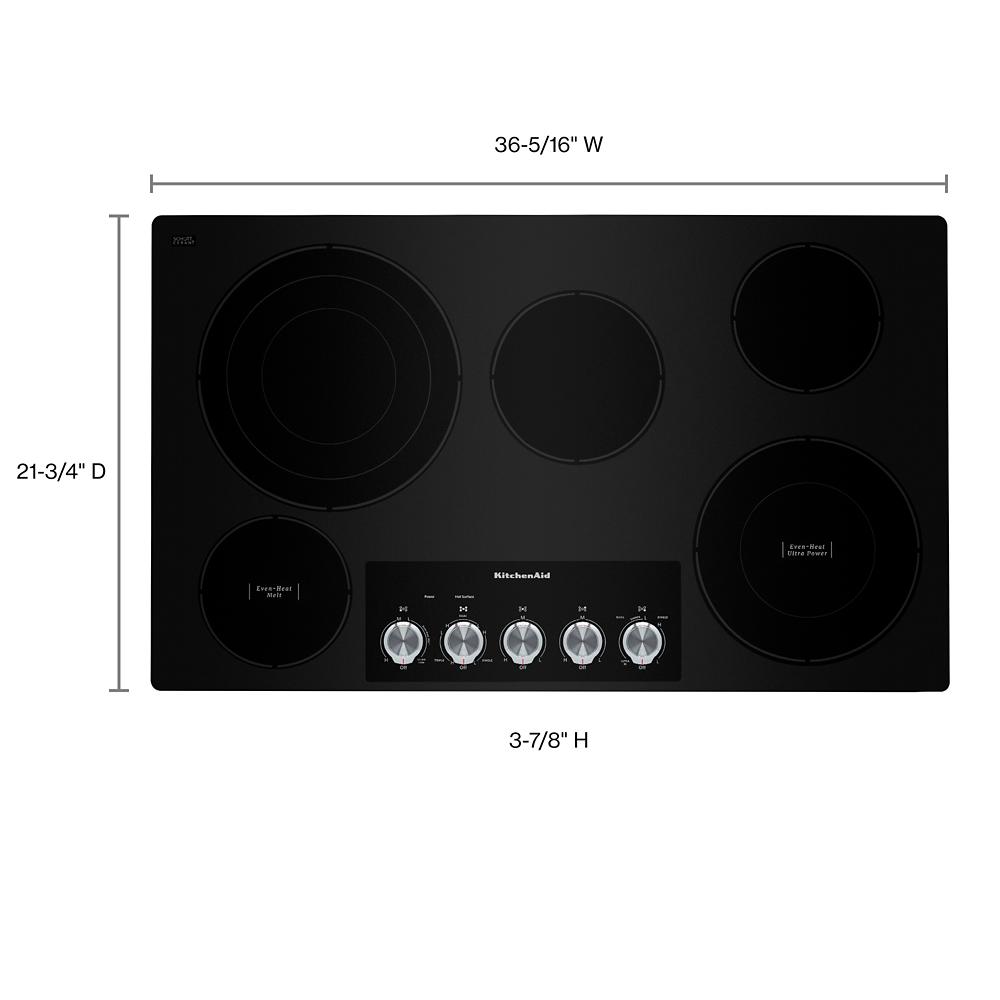 KitchenAid 36 in. Wide 5 element Built-In Electric Cooktop with Knob Controls 1