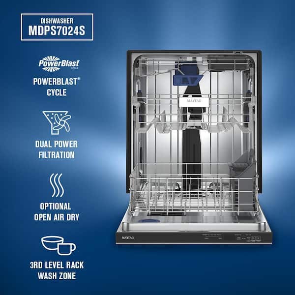 Maytag 24 inch Top Control Built-In Dishwasher with PowerBlast Cycle and PowerDry 1