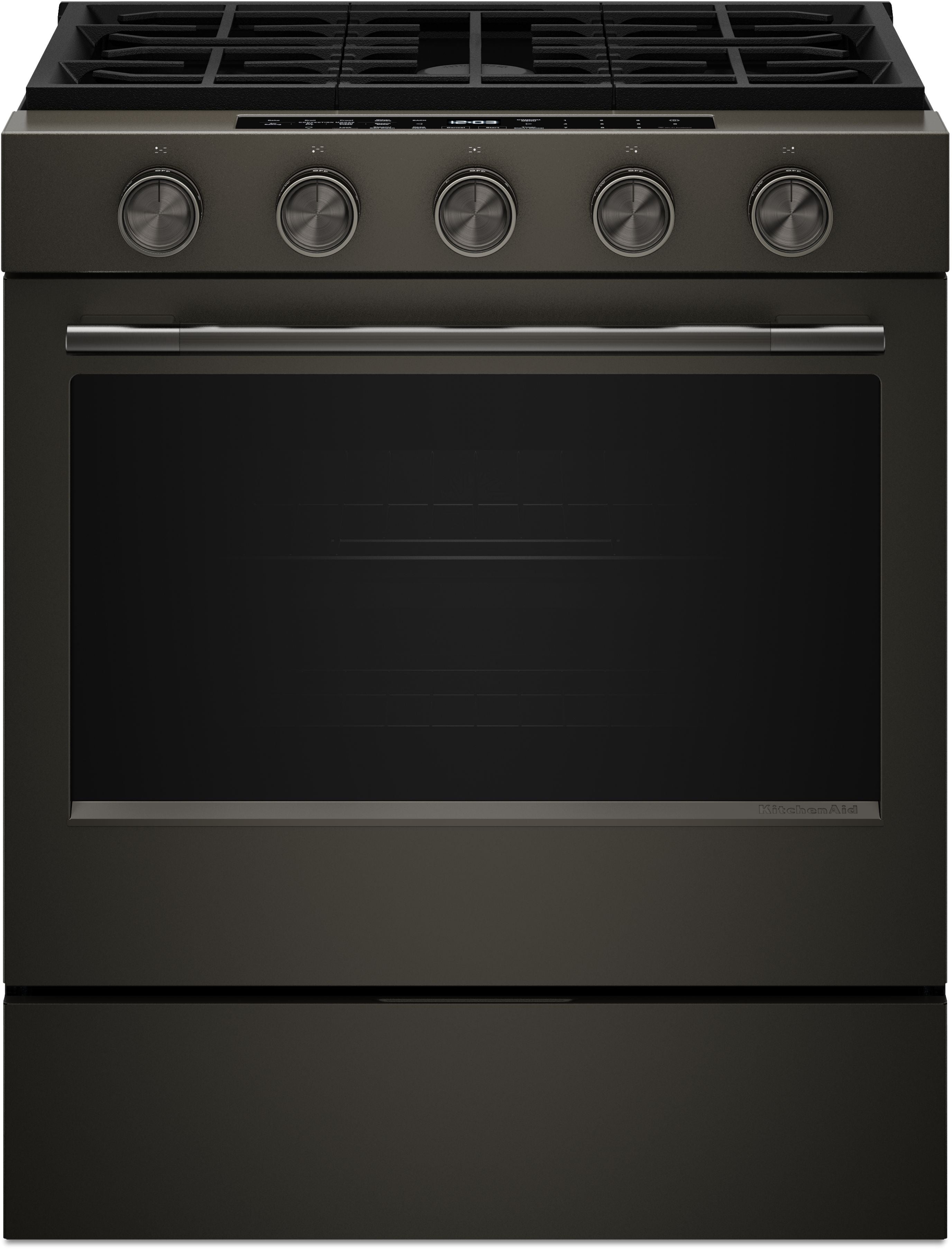 KitchenAid KitchenAid 30 in. Smart Slide-In Gas Range with Convection Cooking Modes and 2-in-1 Burner (Black Ore) 1