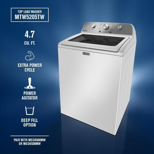 Maytag Maytag 4.7 cu. ft. Top Load Agitator Washer with Extra Power Cycle (MTW5205TW) 1