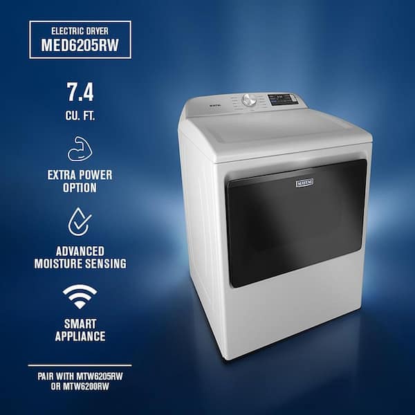 Maytag MAYTAG 7.4 Cu. Ft. Top Load Electric Dryer with Extra Power and Advanced Moisture Sensing MED6205RW 1